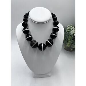 Kate Spade "In A Flash" Lg Beaded Balls Bib Necklace Black Brown Baubles‎ Rare